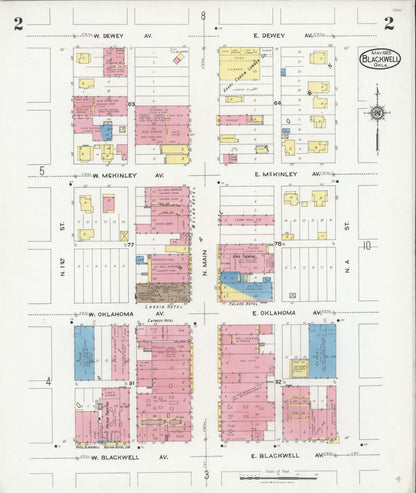 Sanborn Fire Insurance Map from Blackwell, Kay County, Oklahoma (1925), Sheet #0002 - Complete Map Set gallery image, historic Sanborn map, vintage wall art, Oklahoma Oklahoma