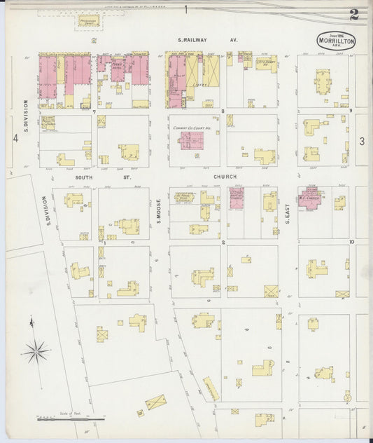 Sanborn Fire Insurance Map from Morrilton, Conway County, Arkansas (1896), Sheet #0002 - Historic Sanborn Fire Insurance Map Print, vintage old map wall art, antique decor, genealogy gift, Arkansas Arkansas map