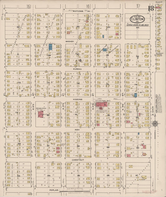 Sanborn Fire Insurance Map from Clinton, Vermillion County, Indiana (1921), Sheet #0018 - Historic Sanborn Fire Insurance Map Print, vintage old map wall art, antique decor, genealogy gift, Indiana Indiana map