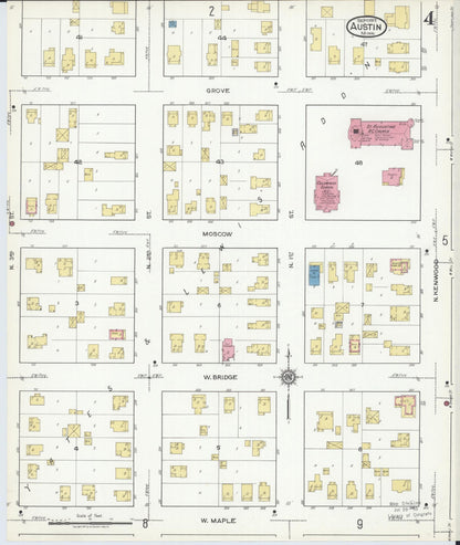 Sanborn Fire Insurance Map from Austin, Mower County, Minnesota (1917), Sheet #0004 - Complete Map Set gallery image, historic Sanborn map, vintage wall art, Minnesota Minnesota