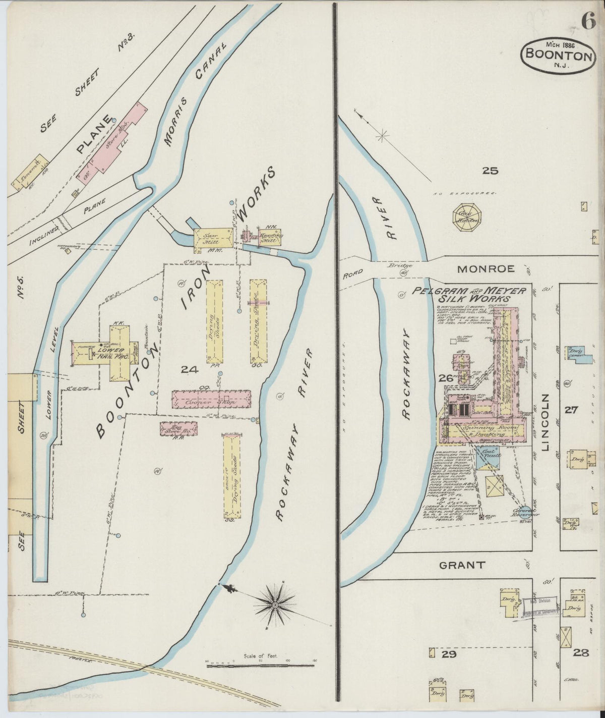 Sanborn Fire Insurance Map from Boonton, Morris County, New Jersey (1886), Sheet #0006 - Complete Map Set gallery image, historic Sanborn map, vintage wall art, New Jersey New Jersey