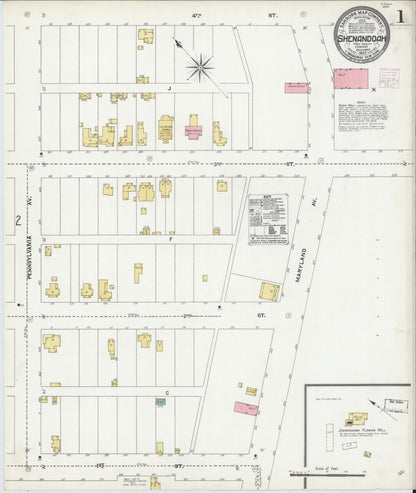 Sanborn Fire Insurance Map from Shenandoah, Page County, Virginia (1905), Sheet #0001 - Historic Sanborn Fire Insurance Map Print, vintage old map wall art, antique decor, genealogy gift, Virginia Virginia map
