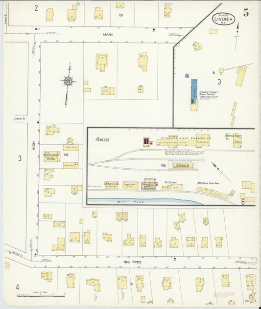 Sanborn Fire Insurance Map from Livonia, Livingston County, New York (1913), Sheet #0005 - Historic Sanborn Fire Insurance Map Print, vintage old map wall art, antique decor, genealogy gift, New York New York map