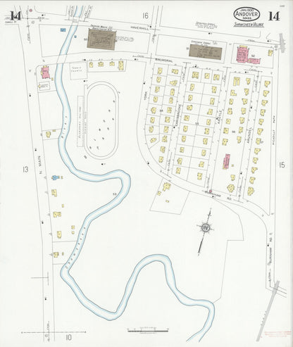 Sanborn Fire Insurance Map from Andover, Essex County, Massachusetts (1930), Sheet #0014 - Complete Map Set gallery image, historic Sanborn map, vintage wall art, Massachusetts Massachusetts