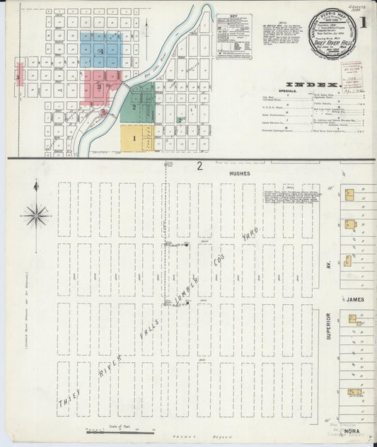 Sanborn Fire Insurance Map from Thief River Falls, Pennington County, Minnesota (1899), Sheet #0001 - Historic Sanborn Fire Insurance Map Print, vintage old map wall art, antique decor, genealogy gift, Minnesota Minnesota map