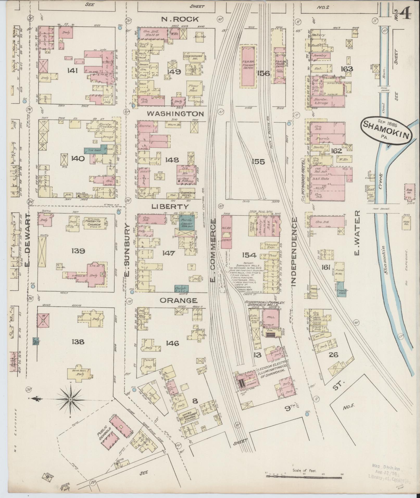 Sanborn Fire Insurance Map from Shamokin, Northumberland County, Pennsylvania (1885), Sheet #0004 - Complete Map Set gallery image, historic Sanborn map, vintage wall art, Pennsylvania Pennsylvania