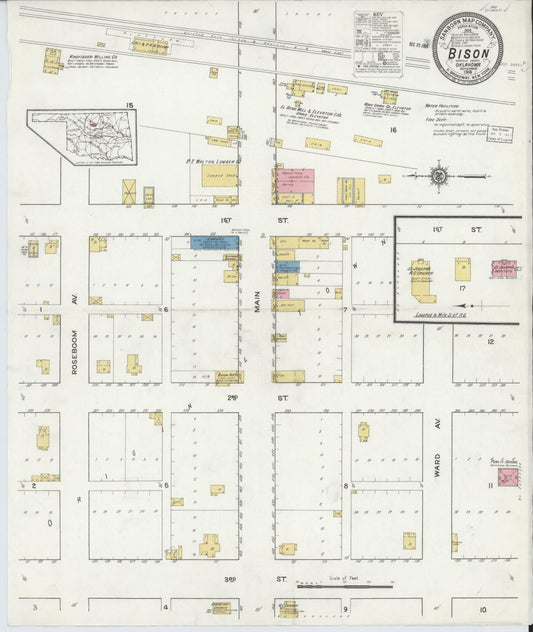 Sanborn Fire Insurance Map from Bison, Garfield County, Oklahoma (1916), Sheet #0001 - Historic Sanborn Fire Insurance Map Print, vintage old map wall art, antique decor, genealogy gift, Oklahoma Oklahoma map