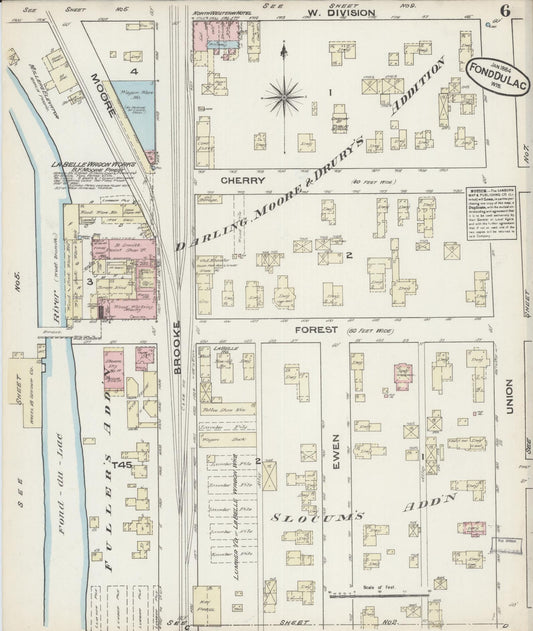 Sanborn Fire Insurance Map from Fond du Lac, Fond du Lac County, Wisconsin (1884), Sheet #0006 - Historic Sanborn Fire Insurance Map Print, vintage old map wall art, antique decor, genealogy gift, Wisconsin Wisconsin map