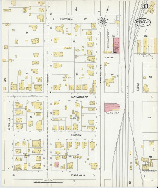 Sanborn Fire Insurance Map from Cleburne, Johnson County, Texas (1904), Sheet #0010 - Historic Sanborn Fire Insurance Map Print, vintage old map wall art, antique decor, genealogy gift, Texas Texas map