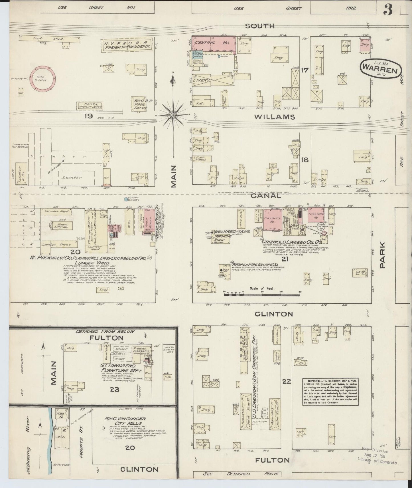 Sanborn Fire Insurance Map from Warren, Trumbull County, Ohio (1884), Sheet #0003 - Complete Map Set gallery image, historic Sanborn map, vintage wall art, Ohio Ohio