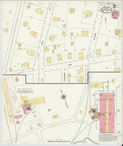 Sanborn Fire Insurance Map from Calhoun, Gordon County, Georgia (1911), Sheet #0002 - Complete Map Set gallery image, historic Sanborn map, vintage wall art, Georgia Georgia