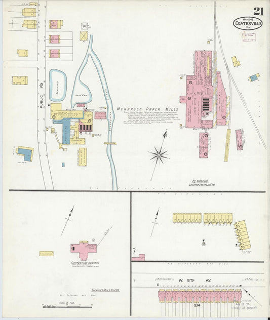 Sanborn Fire Insurance Map from Coatesville, Chester County, Pennsylvania (1909), Sheet #0021 - Historic Sanborn Fire Insurance Map Print, vintage old map wall art, antique decor, genealogy gift, Pennsylvania Pennsylvania map
