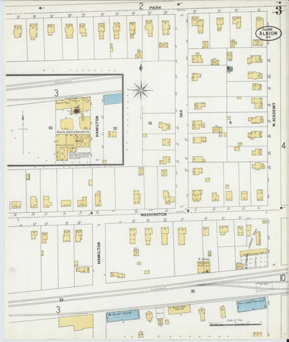 Sanborn Fire Insurance Map from Albion, Orleans County, New York (1900), Sheet #0003 - Complete Map Set gallery image, historic Sanborn map, vintage wall art, New York New York