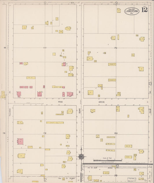 Sanborn Fire Insurance Map from Lankershim, Los Angeles County, California (1922), Sheet #0012 - Historic Sanborn Fire Insurance Map Print, vintage old map wall art, antique decor, genealogy gift, California California map