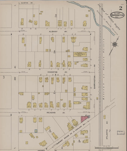 Sanborn Fire Insurance Map from Barrington, Camden County, New Jersey (1922), Sheet #0002 - Historic Sanborn Fire Insurance Map Print, vintage old map wall art, antique decor, genealogy gift, New Jersey New Jersey map