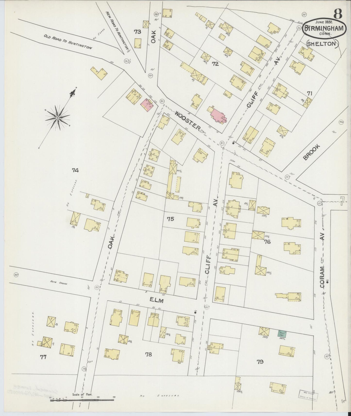 Sanborn Fire Insurance Map from Birmingham, New Haven County, Connecticut (1892), Sheet #0008 - Complete Map Set gallery image, historic Sanborn map, vintage wall art, Connecticut Connecticut