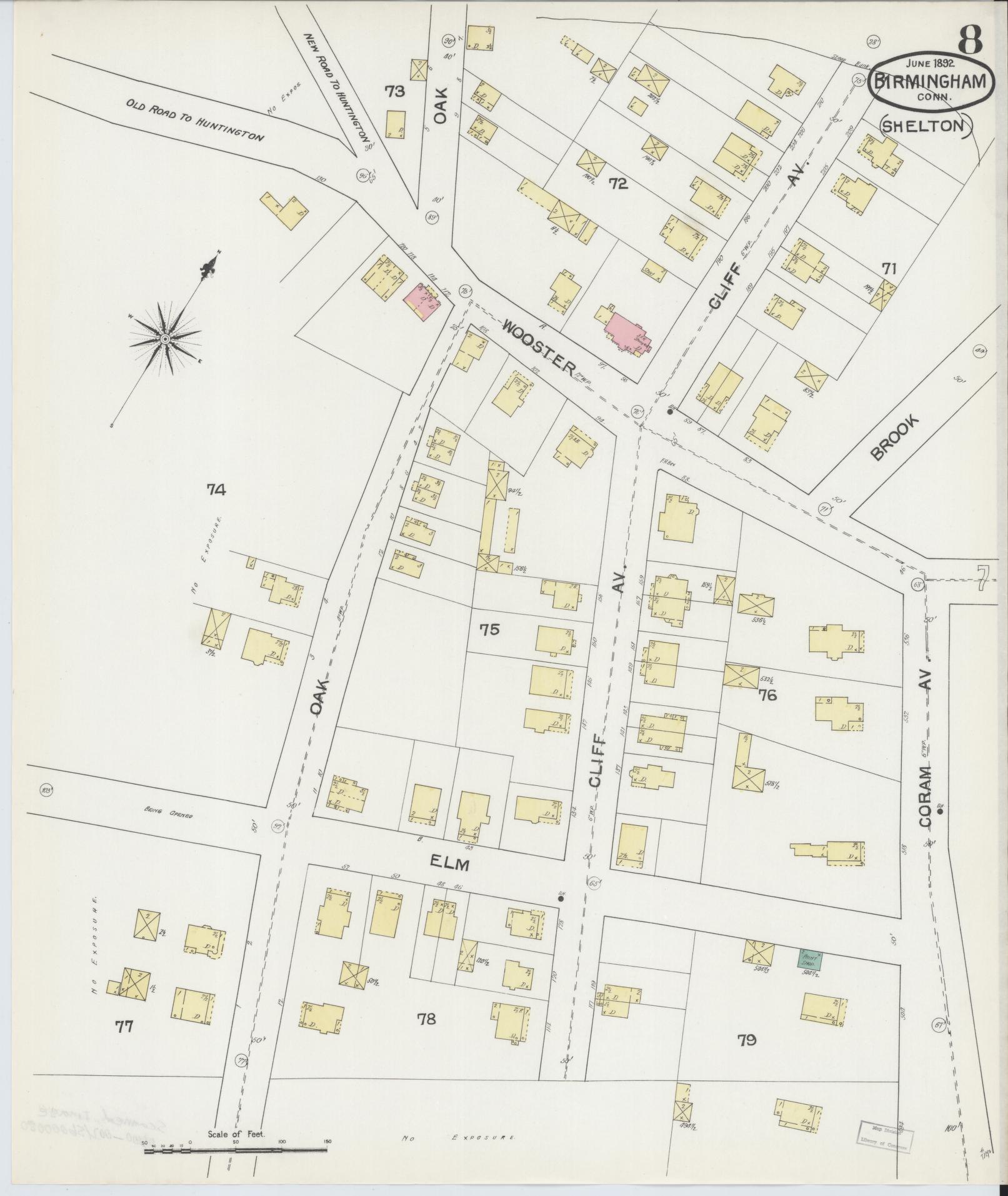 Sanborn Fire Insurance Map from Birmingham, New Haven County, Connecticut (1892), Sheet #0008 - Complete Map Set gallery image, historic Sanborn map, vintage wall art, Connecticut Connecticut
