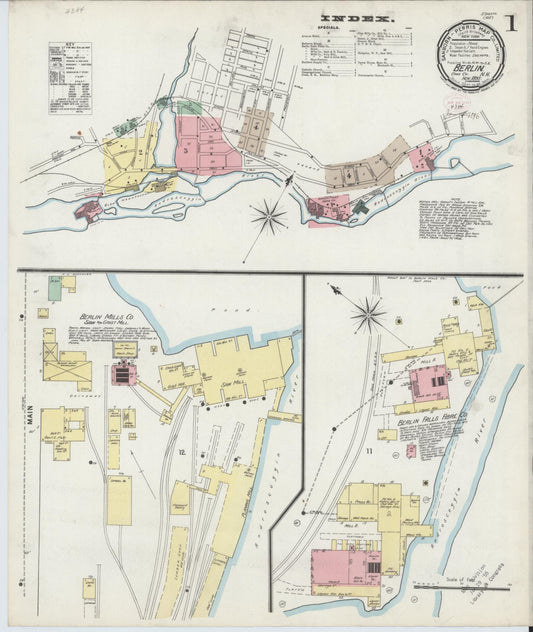 Sanborn Fire Insurance Map from Berlin, Coos County, New Hampshire (1895), Sheet #0001 - Complete Map Set gallery image, historic Sanborn map, vintage wall art, New Hampshire New Hampshire