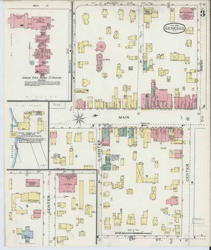 Sanborn Fire Insurance Map from Geneseo, Livingston County, New York (1894), Sheet #0003 - Historic Sanborn Fire Insurance Map Print, vintage old map wall art, antique decor, genealogy gift, New York New York map