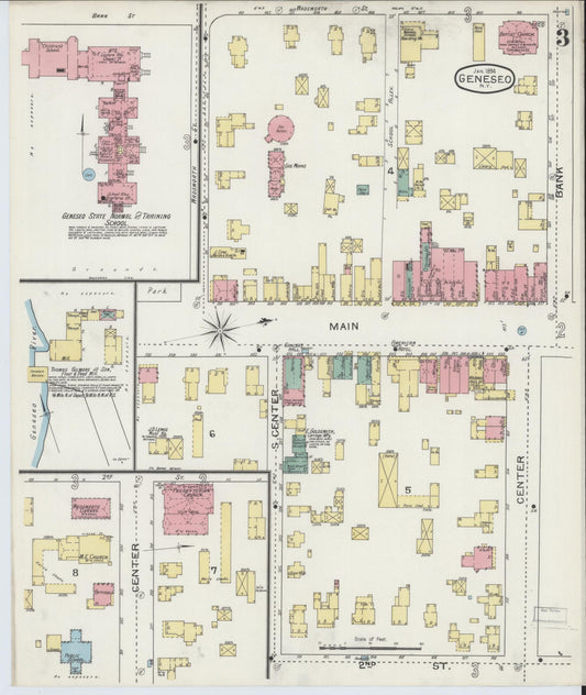 Sanborn Fire Insurance Map from Geneseo, Livingston County, New York (1894), Sheet #0003 - Historic Sanborn Fire Insurance Map Print, vintage old map wall art, antique decor, genealogy gift, New York New York map