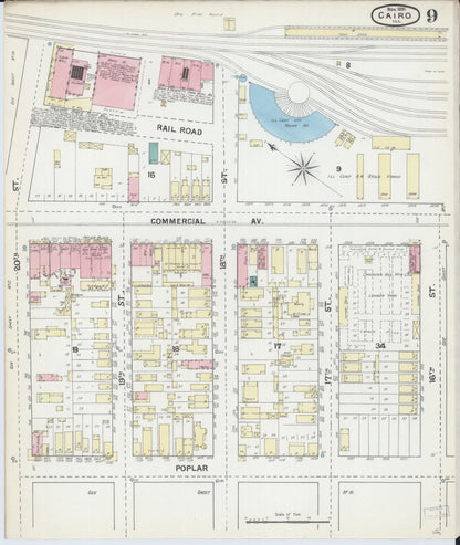 Sanborn Fire Insurance Map from Cairo, Alexander County, Illinois (1891), Sheet #0009 - Complete Map Set gallery image, historic Sanborn map, vintage wall art, Illinois Illinois