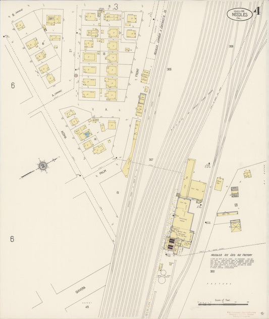Sanborn Fire Insurance Map from Needles, San Bernardino County, California (1916), Sheet #0004 - Historic Sanborn Fire Insurance Map Print, vintage old map wall art, antique decor, genealogy gift, California California map