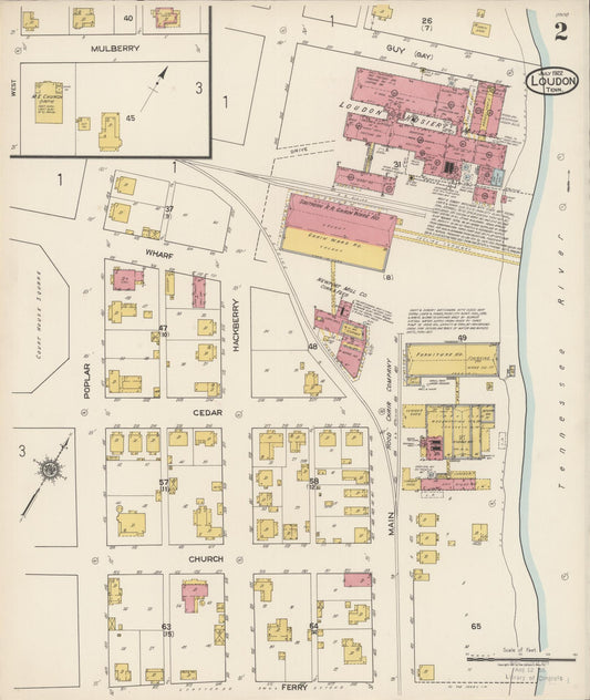 Sanborn Fire Insurance Map from Loudon, Loudon County, Tennessee (1922), Sheet #0002 - Historic Sanborn Fire Insurance Map Print, vintage old map wall art, antique decor, genealogy gift, Tennessee Tennessee map