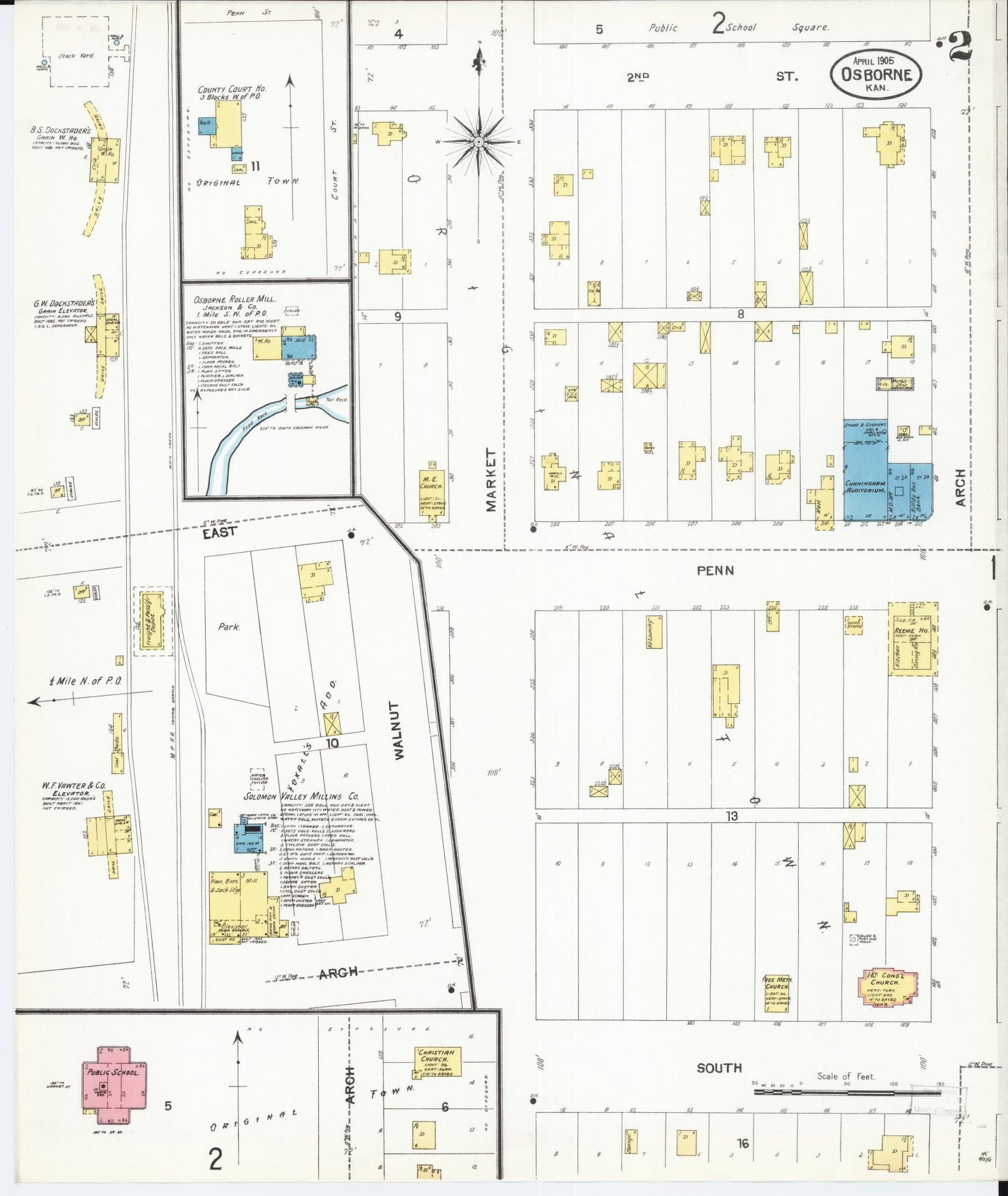 Sanborn Fire Insurance Map from Osborne, Osborne County, Kansas (1905), Sheet #0002 - Historic Sanborn Fire Insurance Map Print, vintage old map wall art, antique decor, genealogy gift, Kansas Kansas map