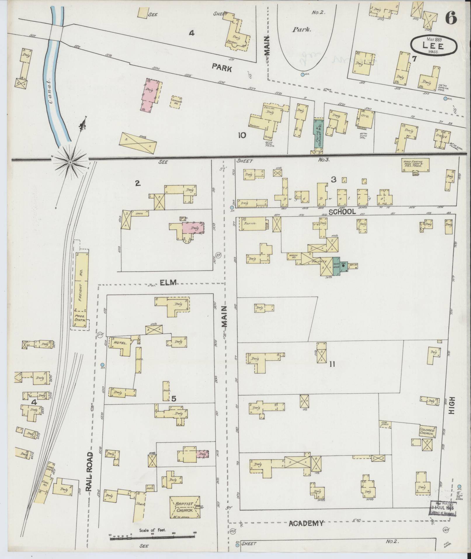 Sanborn Fire Insurance Map from Lee, Berkshire County, Massachusetts (1889), Sheet #0006 - Complete Map Set gallery image, historic Sanborn map, vintage wall art, Massachusetts Massachusetts