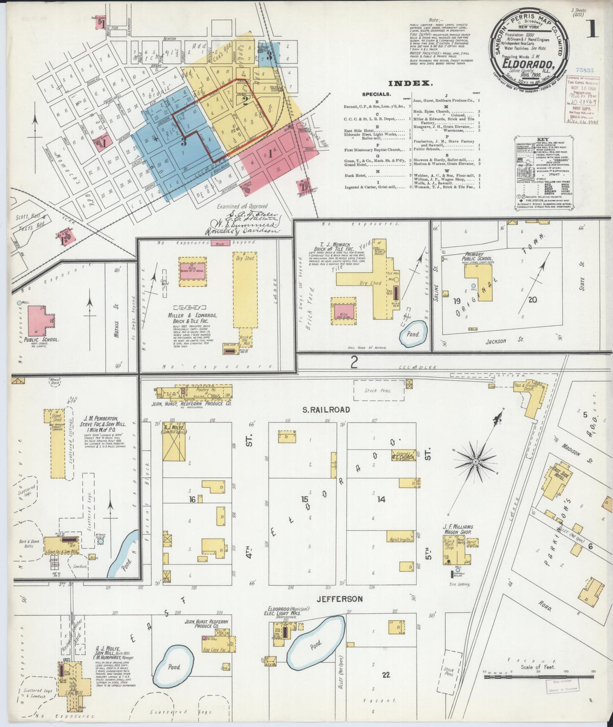 Sanborn Fire Insurance Map from Eldorado, Saline County, Illinois (1900), Sheet #0001 - Complete Map Set gallery image, historic Sanborn map, vintage wall art, Illinois Illinois