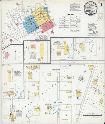 Sanborn Fire Insurance Map from Eldorado, Saline County, Illinois (1900), Sheet #0001 - Complete Map Set gallery image, historic Sanborn map, vintage wall art, Illinois Illinois