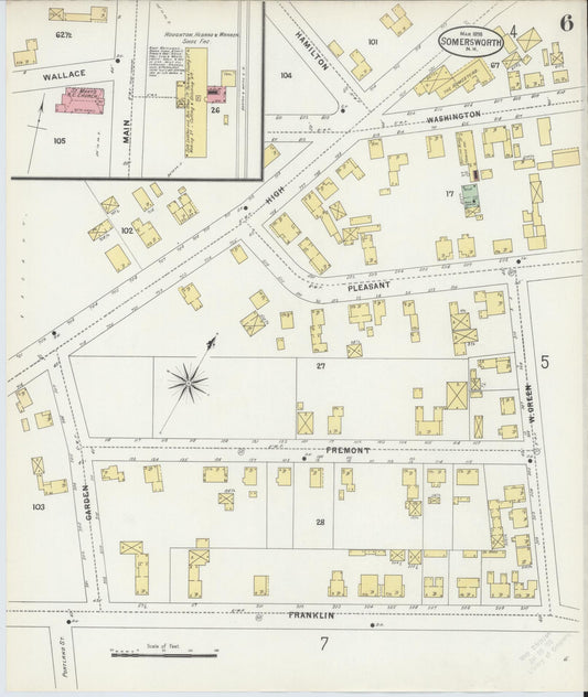 Sanborn Fire Insurance Map from Somersworth, Strafford County, New Hampshire (1898), Sheet #0006 - Historic Sanborn Fire Insurance Map Print, vintage old map wall art, antique decor, genealogy gift, New Hampshire New Hampshire map