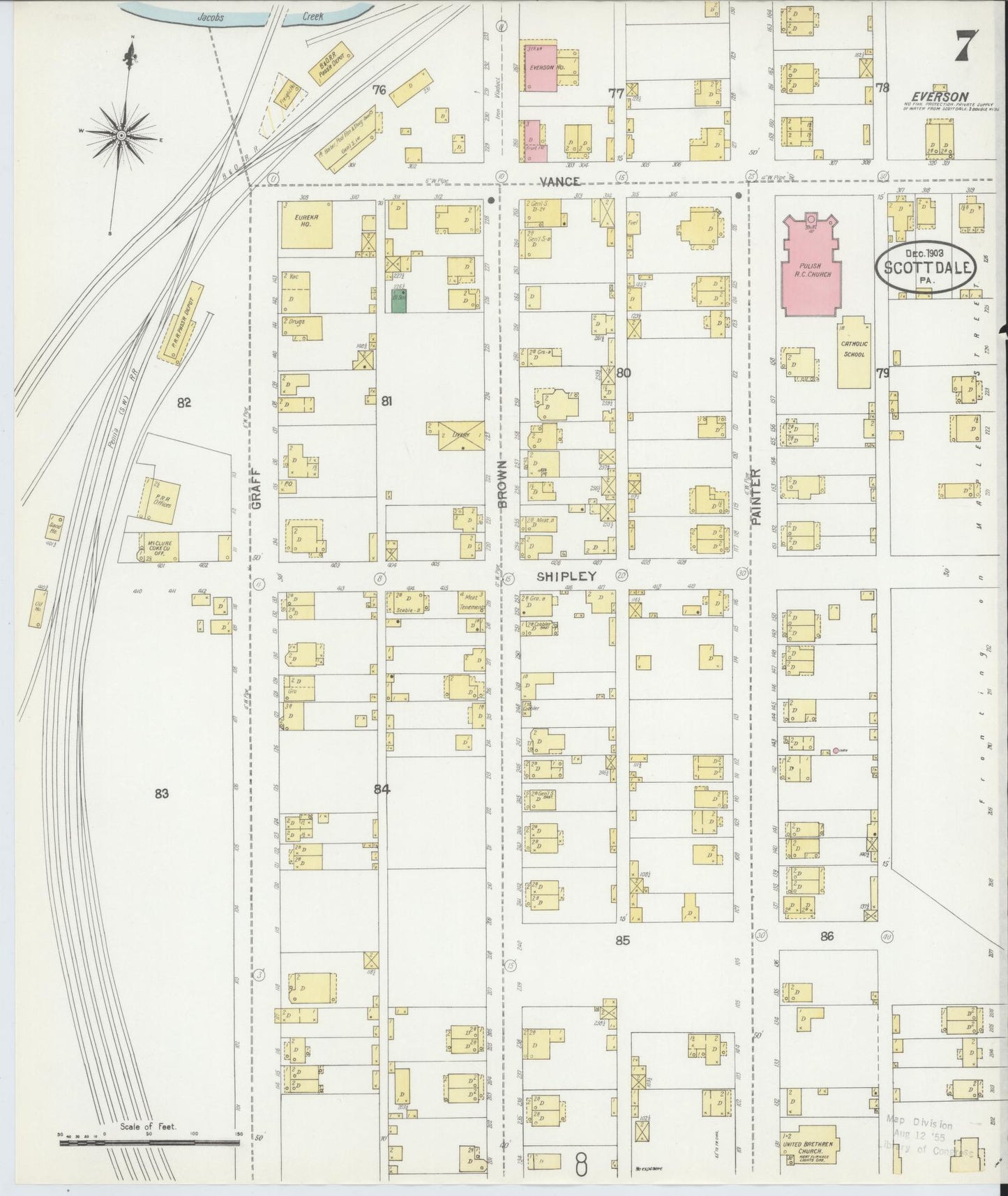 Sanborn Fire Insurance Map from Scottdale, Westmoreland County, Pennsylvania (1903), Sheet #0007 - Complete Map Set gallery image, historic Sanborn map, vintage wall art, Pennsylvania Pennsylvania