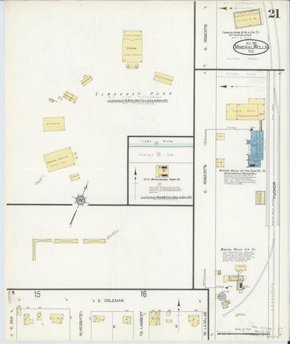 Sanborn Fire Insurance Map from Mineral Wells, Palo Pinto County, Texas (1912), Sheet #0021 - Complete Map Set gallery image, historic Sanborn map, vintage wall art, Texas Texas