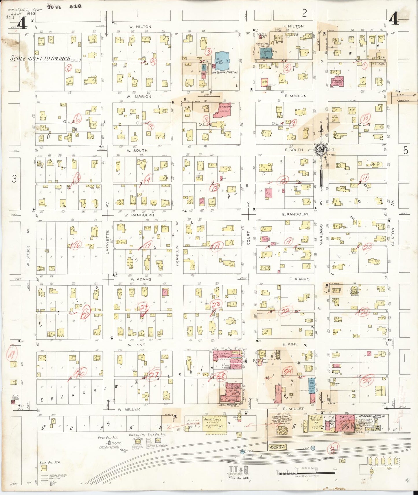 Sanborn Fire Insurance Map from Marengo, Iowa County, Iowa (1942), Sheet #0004 - Historic Sanborn Fire Insurance Map Print