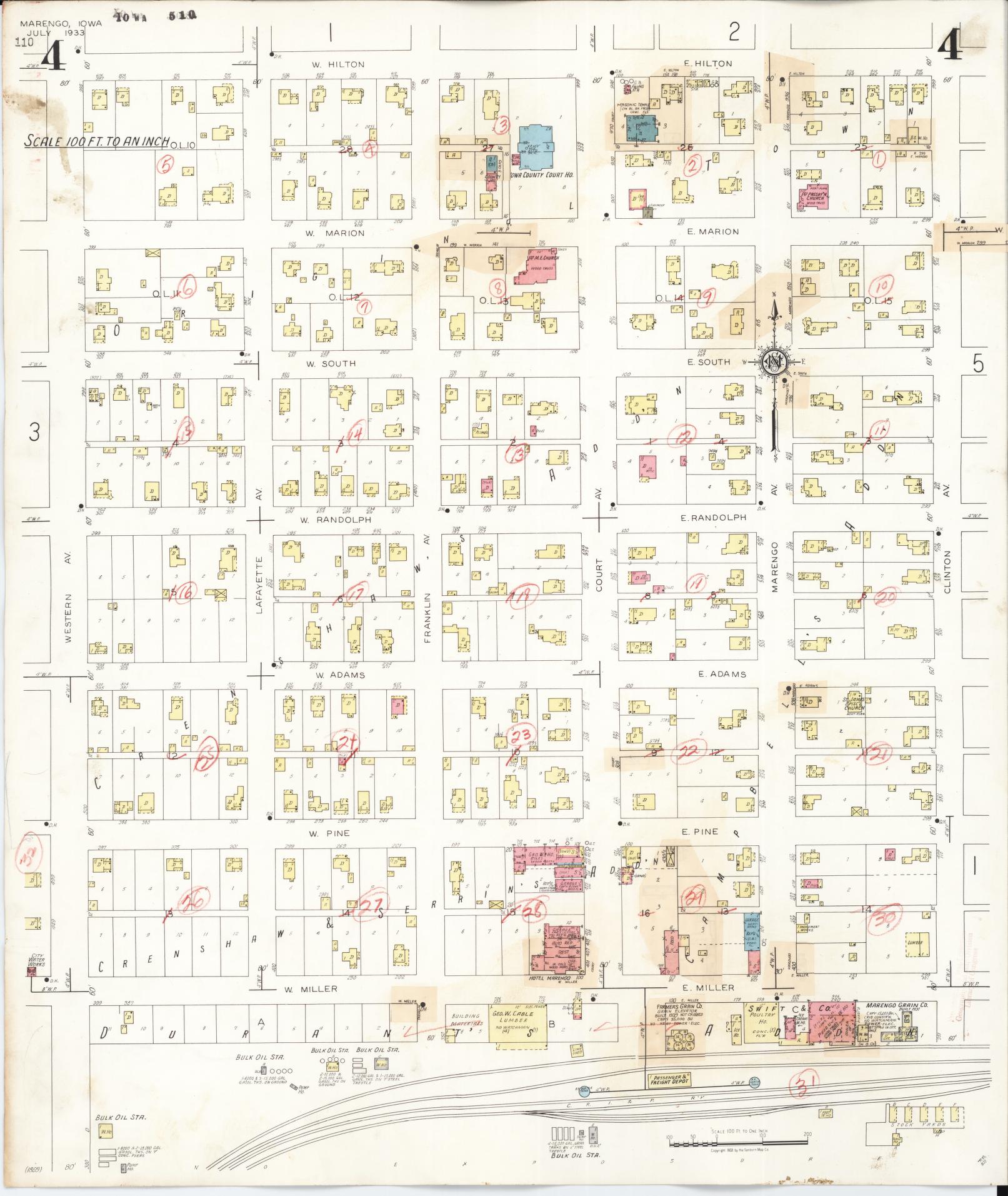 Sanborn Fire Insurance Map from Marengo, Iowa County, Iowa (1942), Sheet #0004 - Historic Sanborn Fire Insurance Map Print