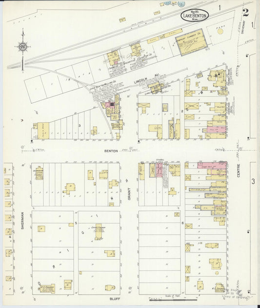Sanborn Fire Insurance Map from Lake Benton, Lincoln County, Minnesota (1913), Sheet #0002 - Historic Sanborn Fire Insurance Map Print, vintage old map wall art, antique decor, genealogy gift, Minnesota Minnesota map