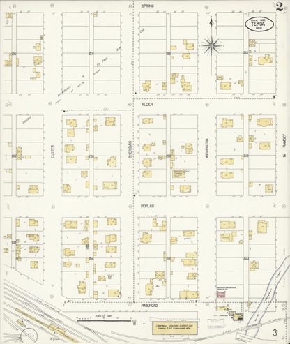 Sanborn Fire Insurance Map from Tekoa, Whitman County, Washington (1908), Sheet #0002 - Complete Map Set gallery image, historic Sanborn map, vintage wall art, Washington Washington