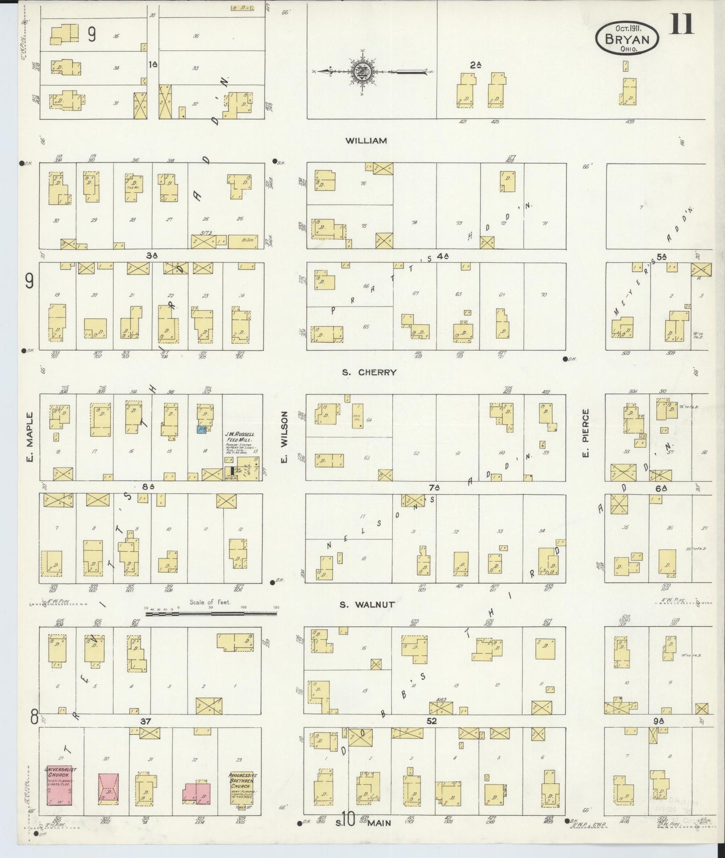 Sanborn Fire Insurance Map from Bryan, Williams County, Ohio (1911), Sheet #0011 - Historic Sanborn Fire Insurance Map Print, vintage old map wall art, antique decor, genealogy gift, Ohio Ohio map