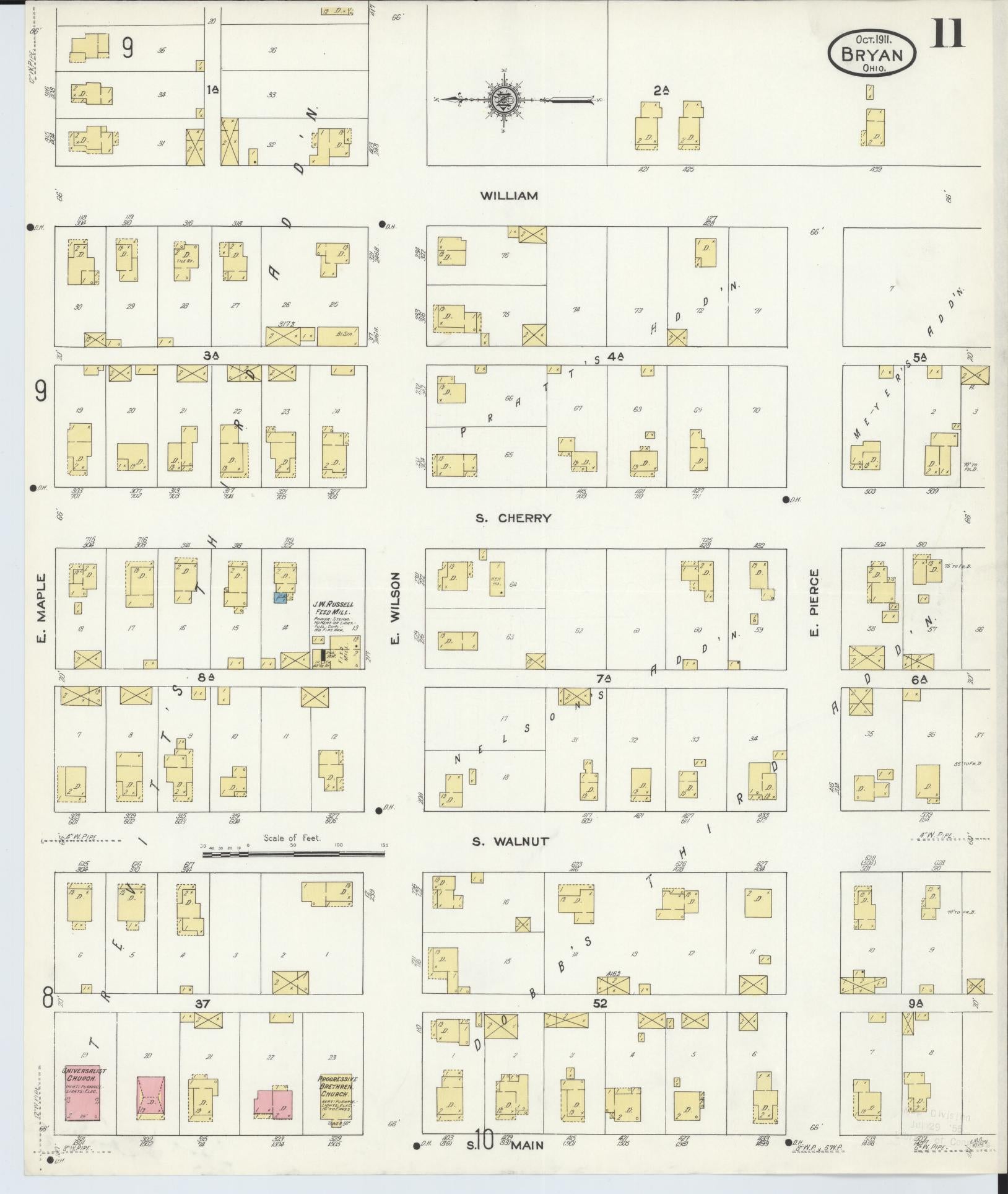 Sanborn Fire Insurance Map from Bryan, Williams County, Ohio (1911), Sheet #0011 - Historic Sanborn Fire Insurance Map Print, vintage old map wall art, antique decor, genealogy gift, Ohio Ohio map
