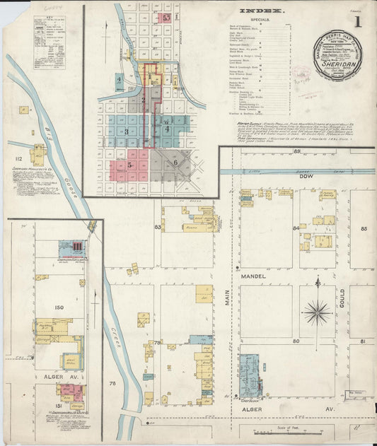 Sanborn Fire Insurance Map from Sheridan, Sheridan County, Wyoming (1896), Sheet #0001 - Historic Sanborn Fire Insurance Map Print, vintage old map wall art, antique decor, genealogy gift, Wyoming Wyoming map