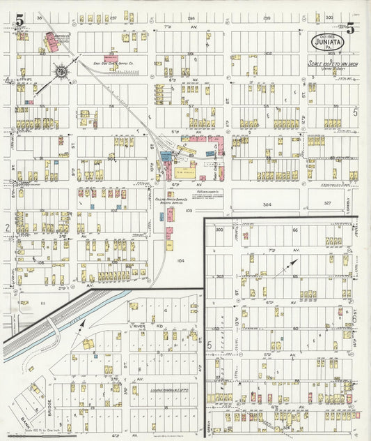 Sanborn Fire Insurance Map from Juniata, Blair County, Pennsylvania (1925), Sheet #0005 - Historic Sanborn Fire Insurance Map Print, vintage old map wall art, antique decor, genealogy gift, Pennsylvania Pennsylvania map