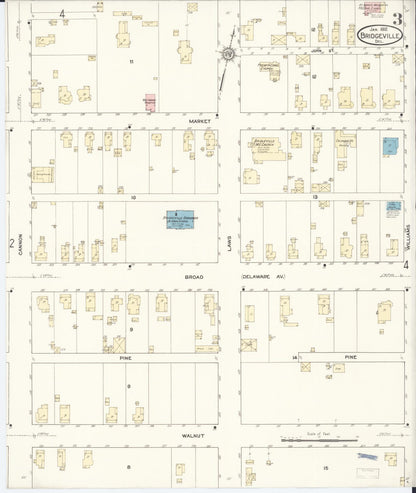 Sanborn Fire Insurance Map from Bridgeville, Sussex County, Delaware (1912), Sheet #0003 - Complete Map Set gallery image, historic Sanborn map, vintage wall art, Delaware Delaware
