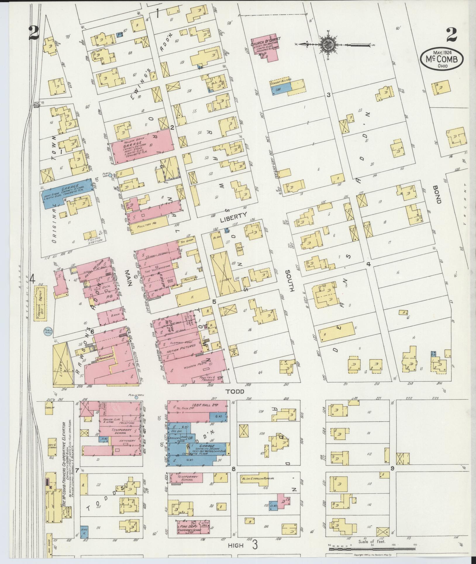 Sanborn Fire Insurance Map from McComb, Hancock County, Ohio (1924), Sheet #0002 - Complete Map Set gallery image, historic Sanborn map, vintage wall art, Ohio Ohio