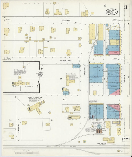 Sanborn Fire Insurance Map from Dublin, Erath County, Texas (1912), Sheet #0003 - Historic Sanborn Fire Insurance Map Print, vintage old map wall art, antique decor, genealogy gift, Texas Texas map