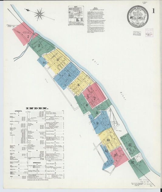 Sanborn Fire Insurance Map from Wellsville, Columbiana County, Ohio (1903), Sheet #0001 - Historic Sanborn Fire Insurance Map Print, vintage old map wall art, antique decor, genealogy gift, Ohio Ohio map
