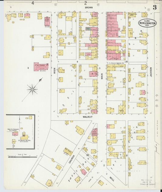 Sanborn Fire Insurance Map from New Lexington, Perry County, Ohio (1900), Sheet #0003 - Historic Sanborn Fire Insurance Map Print, vintage old map wall art, antique decor, genealogy gift, Ohio Ohio map
