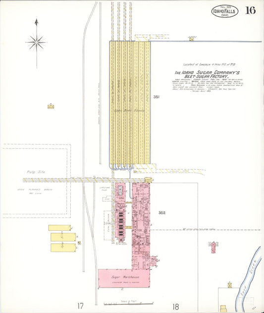 Sanborn Fire Insurance Map from Idaho Falls, Bonneville County, Idaho (1905), Sheet #0016 - Historic Sanborn Fire Insurance Map Print, vintage old map wall art, antique decor, genealogy gift, Idaho Idaho map