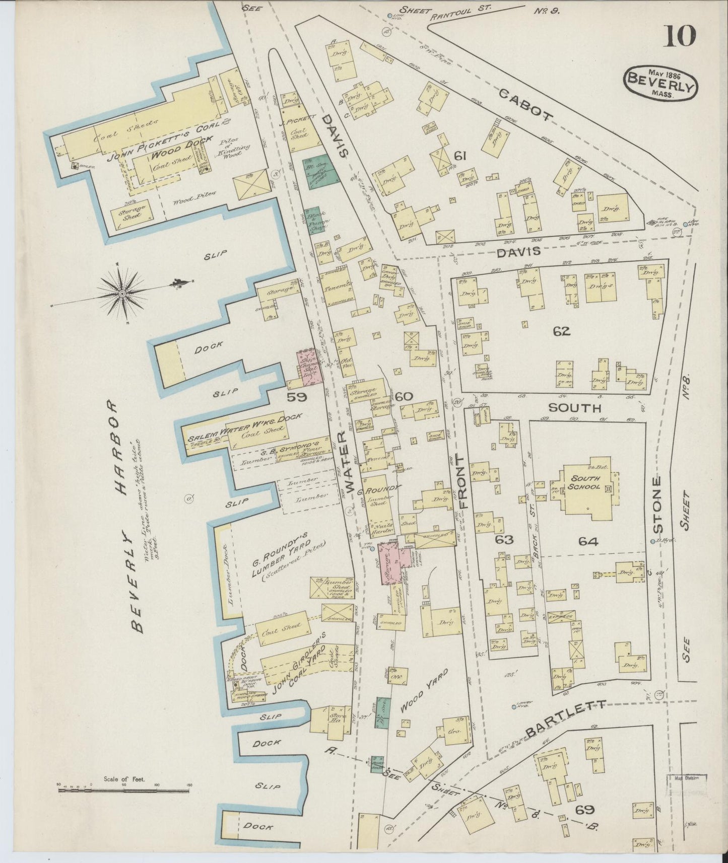 Sanborn Fire Insurance Map from Beverly, Essex County, Massachusetts (1886), Sheet #0010 - Complete Map Set gallery image, historic Sanborn map, vintage wall art, Massachusetts Massachusetts
