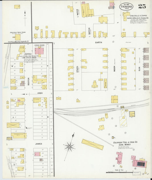 Sanborn Fire Insurance Map from Trinidad, Las Animas County, Colorado (1907), Sheet #0025 - Historic Sanborn Fire Insurance Map Print, vintage old map wall art, antique decor, genealogy gift, Colorado Colorado map